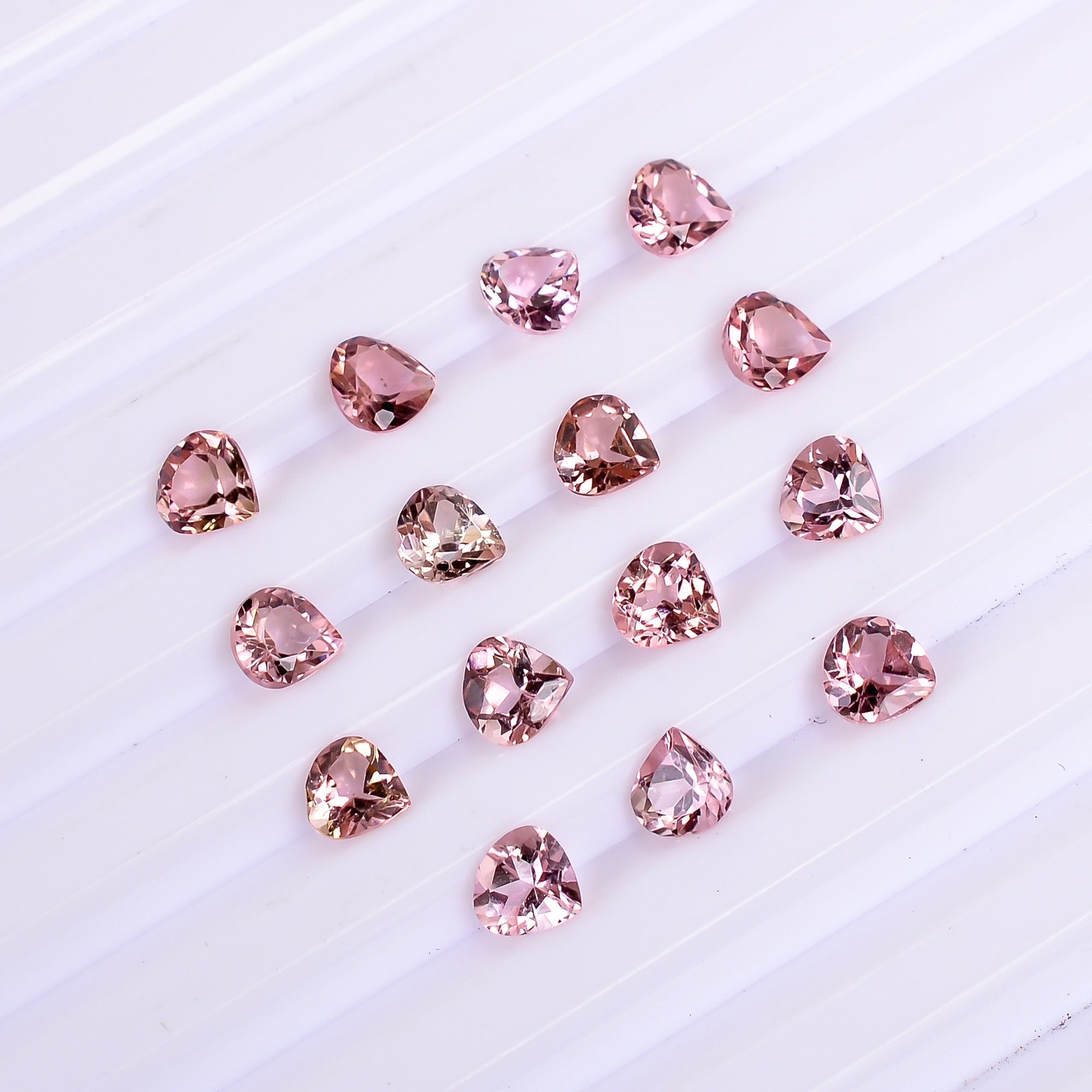 pink tourmaline heart shape cut stone natural loose gemstone 15 pcs